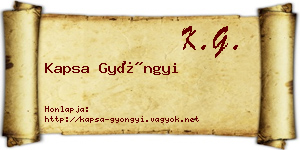 Kapsa Gyöngyi névjegykártya